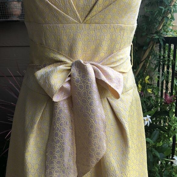 COPY - Kay Unger Gorgeous Pale Yellow Midi Cocktail Dress - Picture 3 of 12